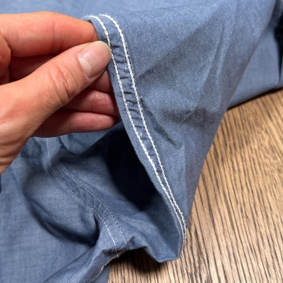 Stetson Chambray Western Pearl Snap Blue L/S Button Shirt Mens Large - Picture 8 of 13